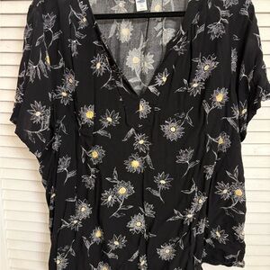 Old Navy Black Floral Blouse
